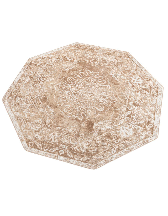 Beige 7' x 7' Oxford Octagon Area Rug