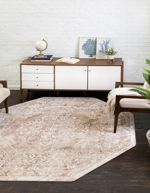 Beige 7' x 7' Oxford Octagon Area Rug