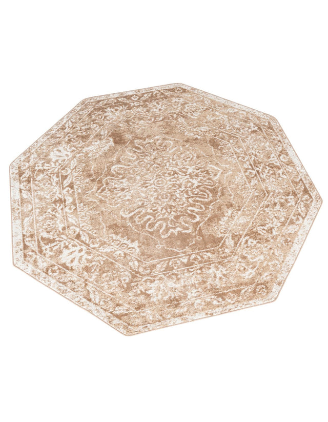 Beige 7' x 7' Oxford Octagon Area Rug