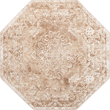 Beige 7' x 7' Oxford Octagon Area Rug