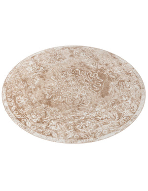 Beige 7' x 7' Oxford Round Area Rug