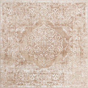 Beige 6' x 6' Oxford Square Area Rug
