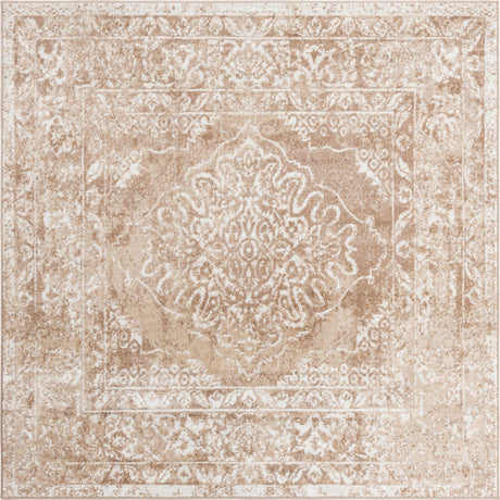 Beige 6' x 6' Oxford Square Area Rug