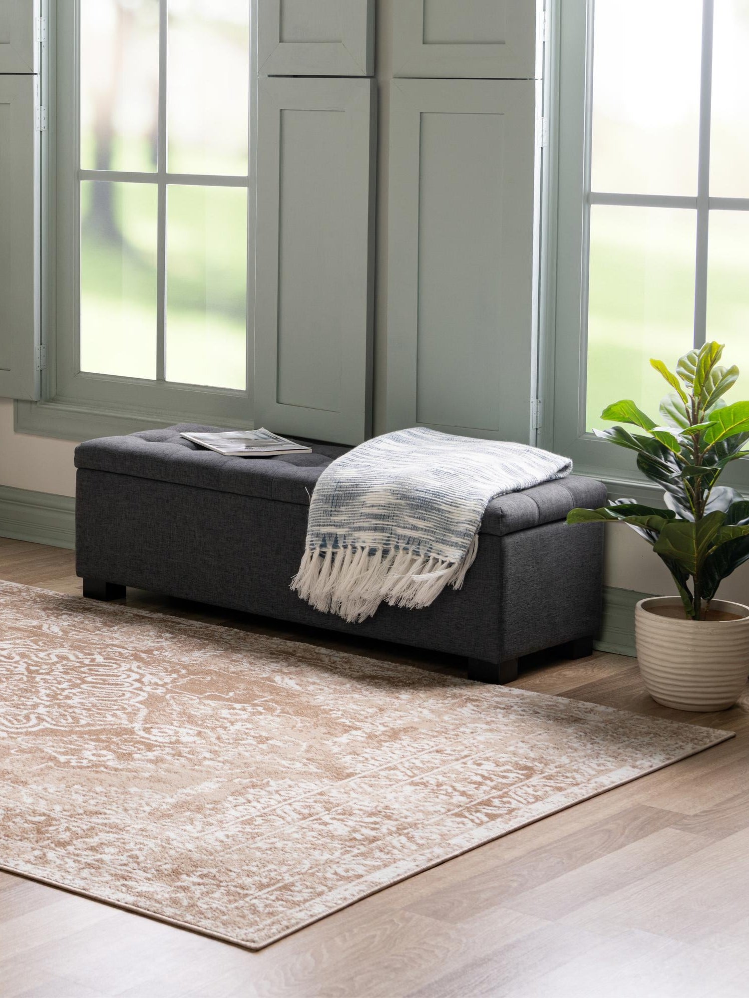 Beige 5' 3 x 8' Oxford Rectangle Area Rug Traditional Design 100% Polypropylene Carpet for Living Room, Bedrooms, Dining, Office for Sale at Rug Engine