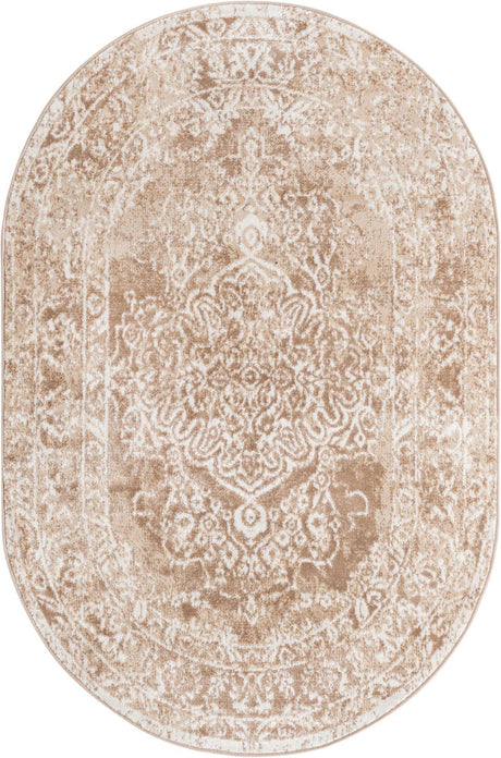 Beige 4' x 6' Oxford Oval Area Rug