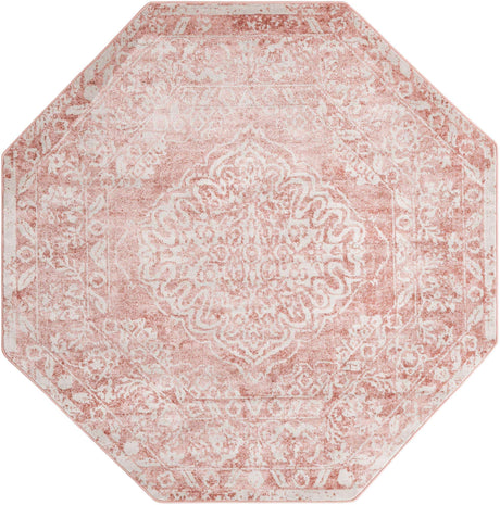 Pink 7' x 7' Oxford Octagon Area Rug