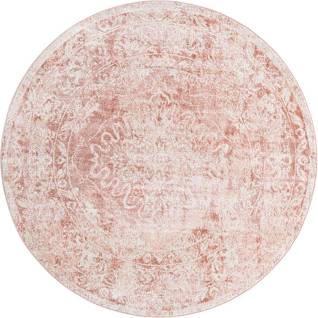 Pink 7' x 7' Oxford Round Area Rug