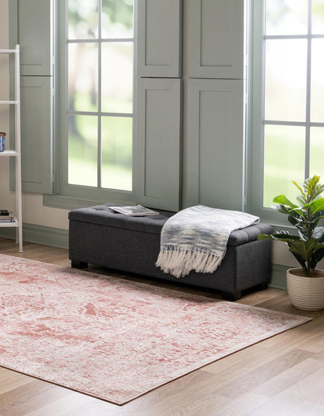 Pink 9' x 12' 2 Oxford Rectangle Area Rug Traditional Design 100% Polypropylene Carpet for Living Room, Bedrooms, Dining, Office for Sale at Rug Engine