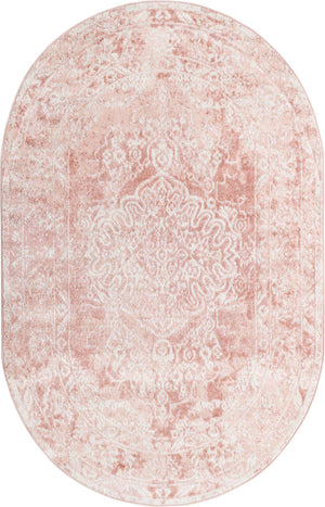Pink 5' 3 x 8' Oxford Oval Area Rug