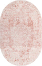 Pink 5' 3 x 8' Oxford Oval Area Rug Traditional Design 100% Polypropylene Carpet for Living Room, Bedrooms, Dining, Office for Sale at Rug Engine