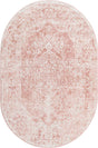 Pink 4' 1 x 6' 1 Oxford Oval Area Rug Traditional Design 100% Polypropylene Carpet for Living Room, Bedrooms, Dining, Office for Sale at Rug Engine