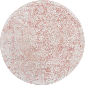 Pink 3' 1 x 3' 1 Oxford Round Area Rug