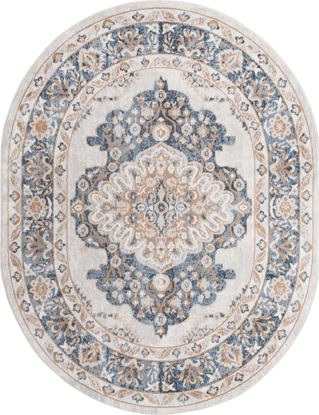 Cream 8' x 10' Oxford Oval Area Rug