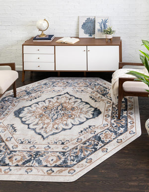 Cream 7' x 7' Oxford Octagon Area Rug