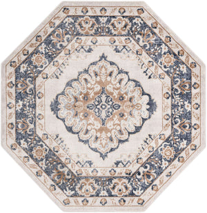 Cream 7' x 7' Oxford Octagon Area Rug
