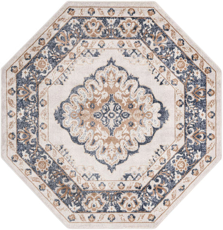 Cream 7' x 7' Oxford Octagon Area Rug