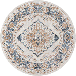 Cream 7' x 7' Oxford Round Area Rug