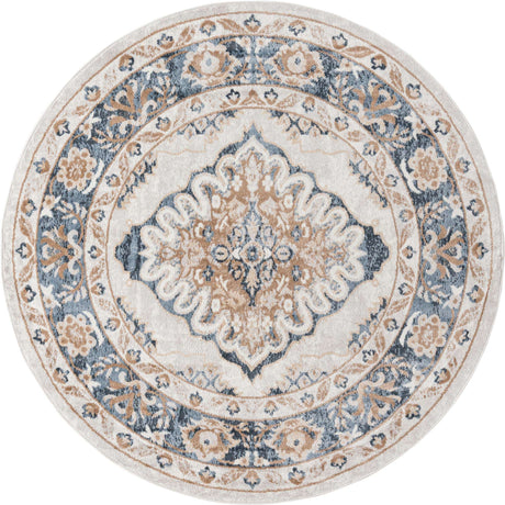 Cream 7' x 7' Oxford Round Area Rug