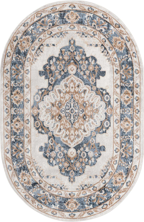 Cream 5' x 8' Oxford Oval Area Rug