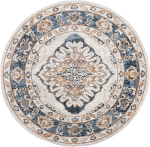 Cream 5' x 5' Oxford Round Area Rug
