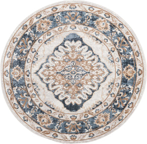 Cream 3' x 3' Oxford Round Area Rug