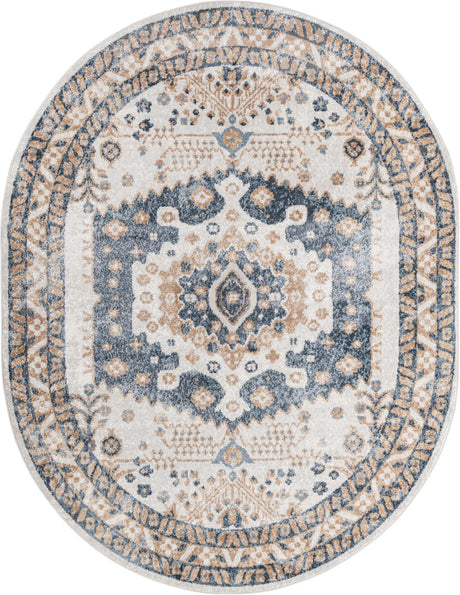 Cream 8' x 10' Oxford Oval Area Rug