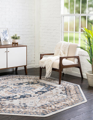 Cream 7' x 7' Oxford Octagon Area Rug