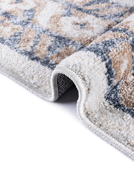 Cream 7' x 7' Oxford Octagon Area Rug Traditional Design 100% Polypropylene Carpet for Living Room, Bedrooms, Dining, Office for Sale at Rug Engine