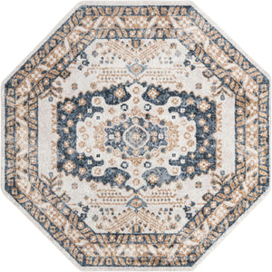 Cream 7' x 7' Oxford Octagon Area Rug