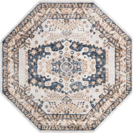 Cream 7' x 7' Oxford Octagon Area Rug