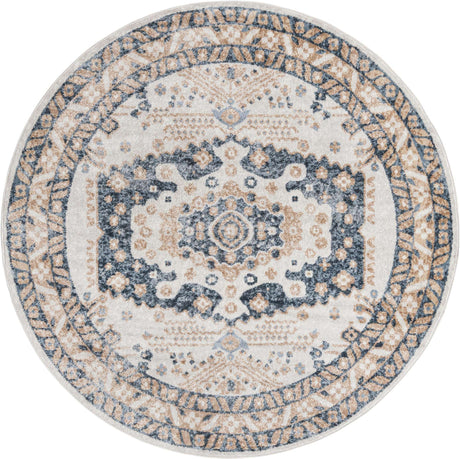 Cream 7' x 7' Oxford Round Area Rug