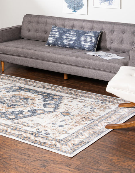 Cream 2' x 3' Oxford Rectangle Area Rug Traditional Design 100% Polypropylene Carpet for Living Room, Bedrooms, Dining, Office for Sale at Rug Engine