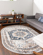 Cream 5' 1 x 8' Oxford Oval Area Rug Traditional Design 100% Polypropylene Carpet for Living Room, Bedrooms, Dining, Office for Sale at Rug Engine