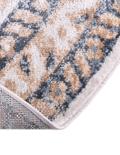 Cream 5' x 5' Oxford Round Area Rug Traditional Design 100% Polypropylene Carpet for Living Room, Bedrooms, Dining, Office for Sale at Rug Engine