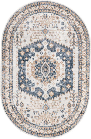 Cream 4' x 6' Oxford Oval Area Rug