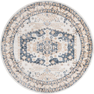 Cream 3' x 3' Oxford Round Area Rug