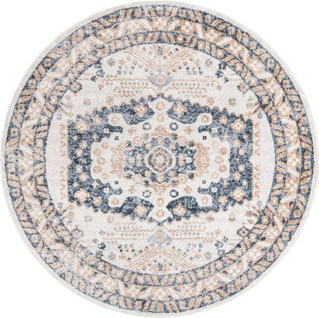 Cream 3' x 3' Oxford Round Area Rug