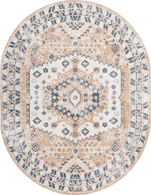 Beige 8' x 10' Oxford Oval Area Rug