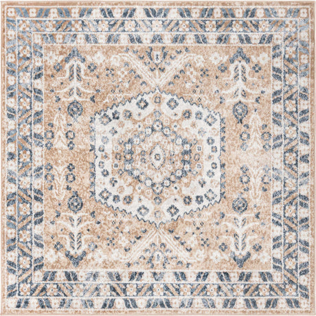 Beige 6' x 6' Oxford Square Area Rug