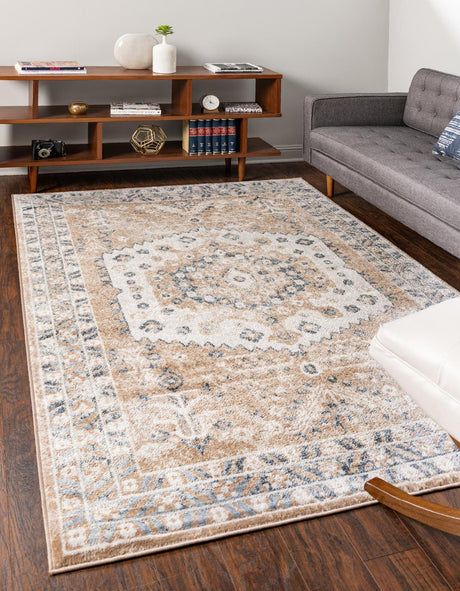 Beige 5' 3 x 8' Oxford Rectangle Area Rug