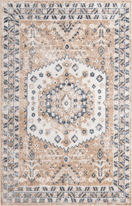 Beige 5' 3 x 8' Oxford Rectangle Area Rug