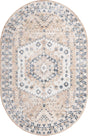 Beige 5' x 8' Oxford Oval Area Rug Traditional Design 100% Polypropylene Carpet for Living Room, Bedrooms, Dining, Office for Sale at Rug Engine