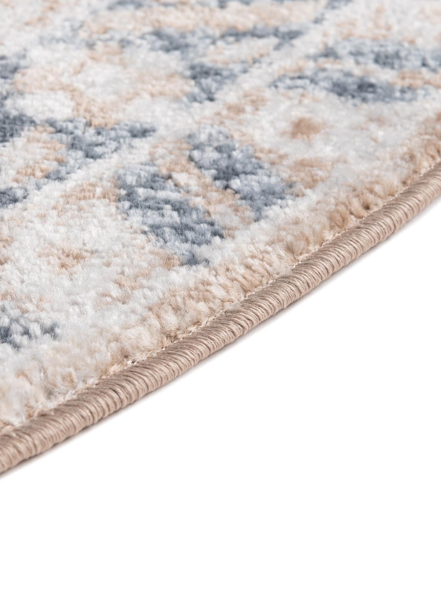 Beige 7' x 7' Oxford Round Area Rug Traditional Design 100% Polypropylene Carpet for Living Room, Bedrooms, Dining, Office for Sale at Rug Engine