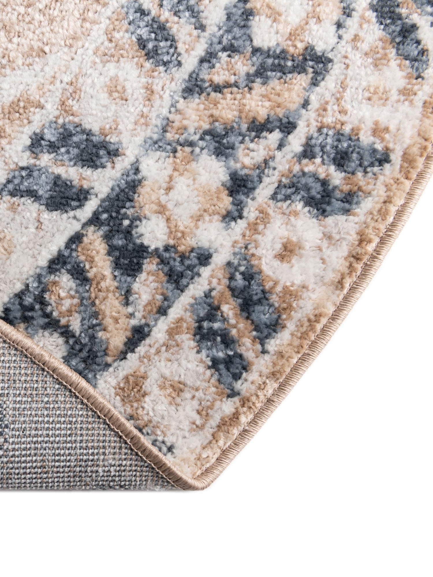 Beige 5' x 5' Oxford Round Area Rug Traditional Design 100% Polypropylene Carpet for Living Room, Bedrooms, Dining, Office for Sale at Rug Engine