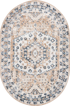 Beige 4' 1 x 6' 1 Oxford Oval Area Rug