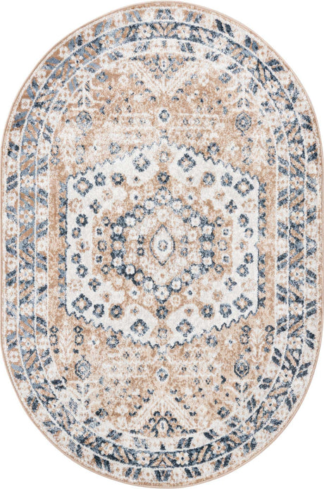 Beige 4' 1 x 6' 1 Oxford Oval Area Rug