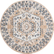 Beige 3' x 3' Oxford Round Area Rug