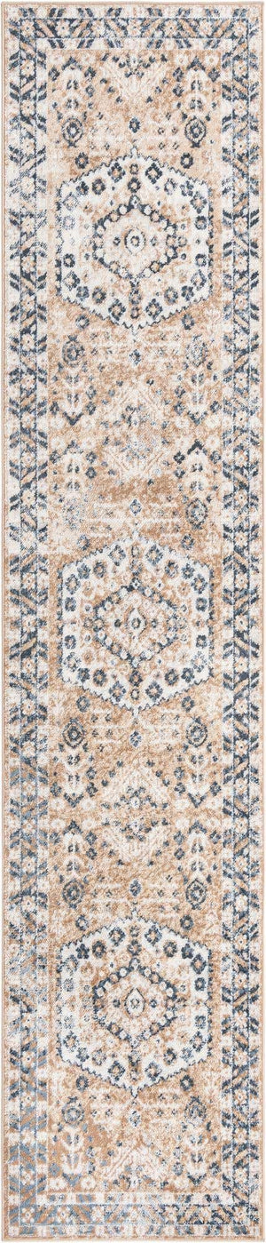 Beige 2' 7 x 12' Oxford Runner Area Rug