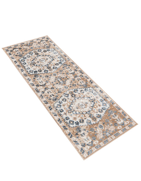 Beige 2' x 6' 1 Oxford Runner Area Rug Traditional Design 100% Polypropylene Carpet for Living Room, Bedrooms, Dining, Office for Sale at Rug Engine