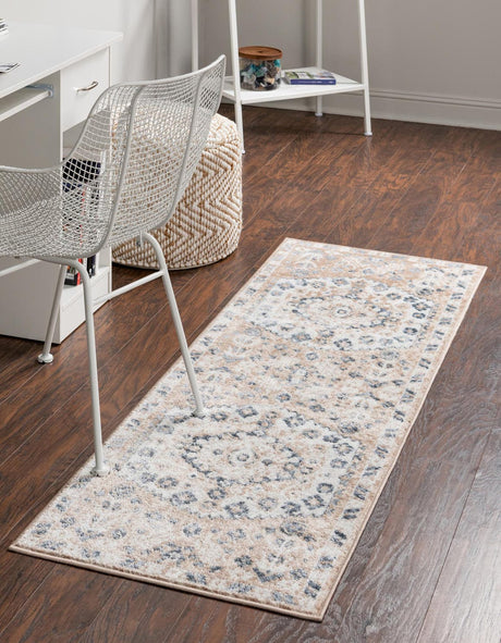 Beige 2' 7 x 12' Oxford Runner Area Rug